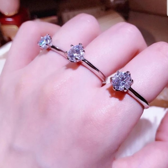 .925 Stamped CZ Solitaire Ring - Picture 3 of 8